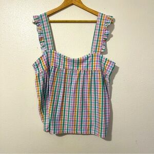 Crown & Ivy Pink Plaid Tank Top and Shorts Sleep Set Size Large Cottagecore